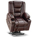 MCombo Small Power Lift Recliner Chair 7569 Faux Leather in Dark Brown Color