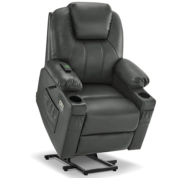 MCombo Small Size 7141 Power Lift Recliner Chair 7040 Series Faux Leather in Grey Color