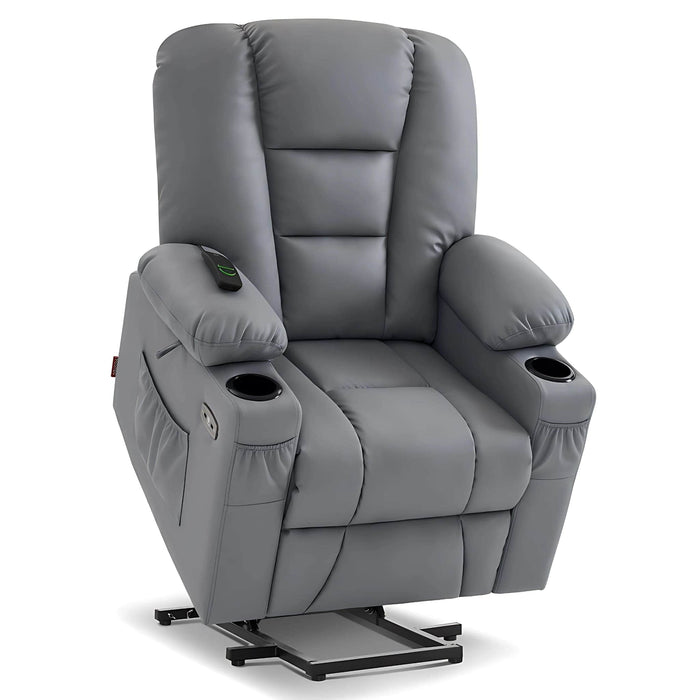 MCombo Small Power Lift Recliner  Chair 7569 Faux Leather in Light Grey Color