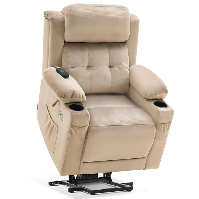 MCombo Small-Wide Dual Motor Power Lift Recliner Chair Fabric 7660 in Beige Color