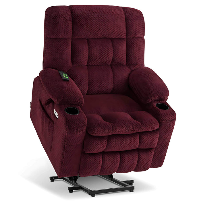 MCombo Dual Motor Small-Regular Size 7893 Power Lift Recliner Chair Fabric in Burgundy Color