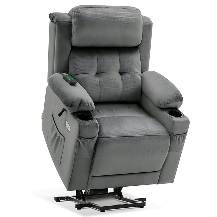 MCombo Small-Wide Dual Motor Power Lift Recliner Chair Fabric 7660 in Grey Color