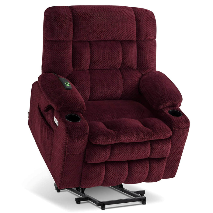 MCombo Dual Motor Small-Wide R7894 Power Lift Recliner Chair Fabric in Burgundy Color