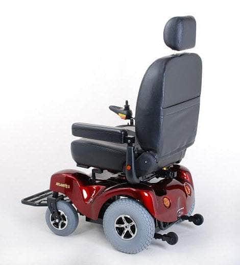 Merits Atlantis Power Wheelchair Color Red Front Side View