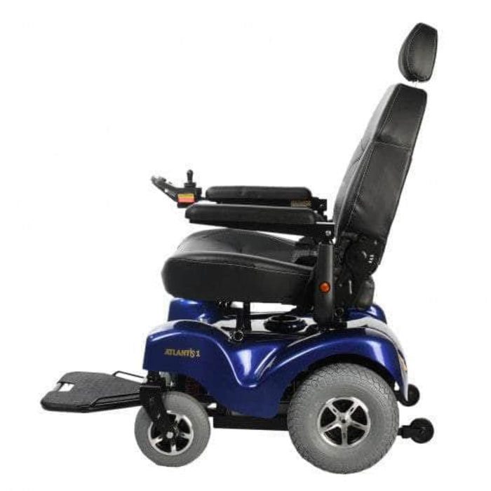Merits Atlantis Power Wheelchair-Havey Duty Color Blue Side View