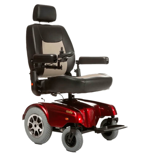 Merits Health Gemini - Power Wheelchair Color Red Front Right Side View