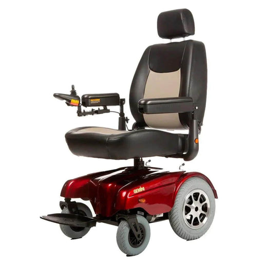 Merits Health Gemini - Power Wheelchair Color Red Front Left Side View
