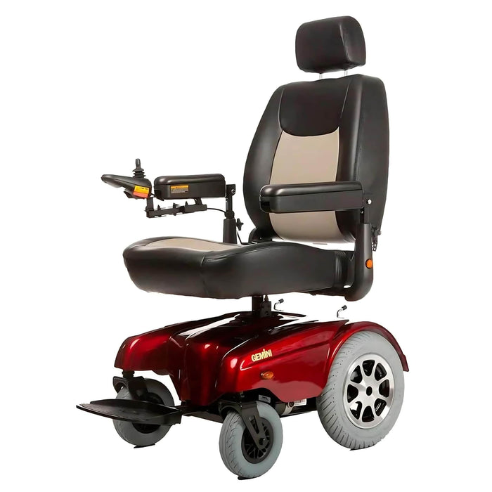 MeritsHealthGemini-PowerWheelchairColorRedFrontLeftSideView