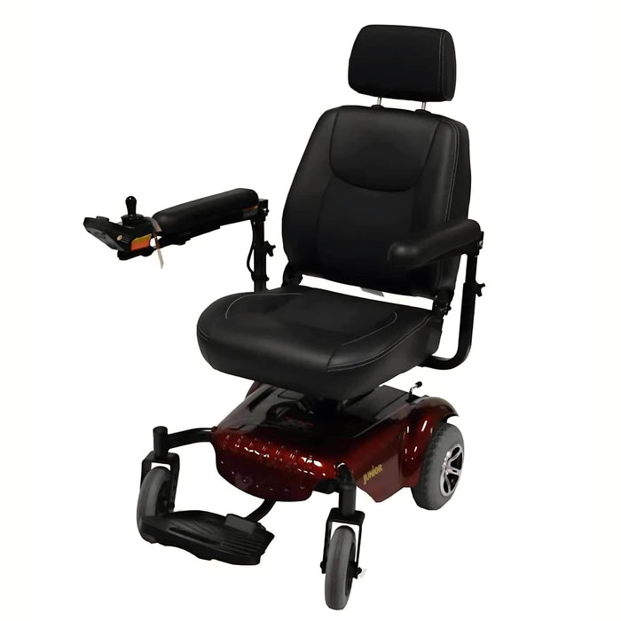 MeritsHealthJuniorCompactPowerChairColorBlackFrontSideView