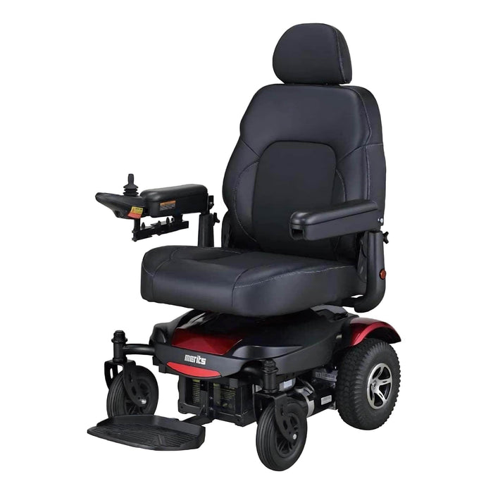 MeritsHealthP310RegalRearWheelDrivePowerChair-ColorBlackFrontSideView