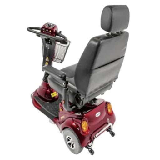 Merits Pioneer 3 Wheel Mobility Scooter Color Red Back Side View With Basket