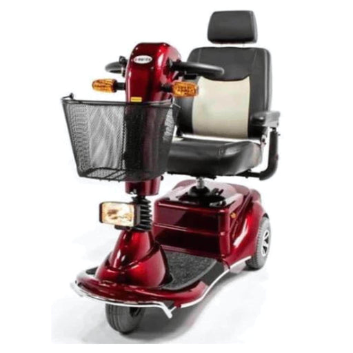 MeritsPioneer3WheelMobilityScooterColorRedFrontSideViewWithBasket