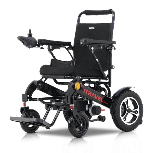iTravel Plus 360W Electric Wheelchair Scooter Color Black Front Left Side View