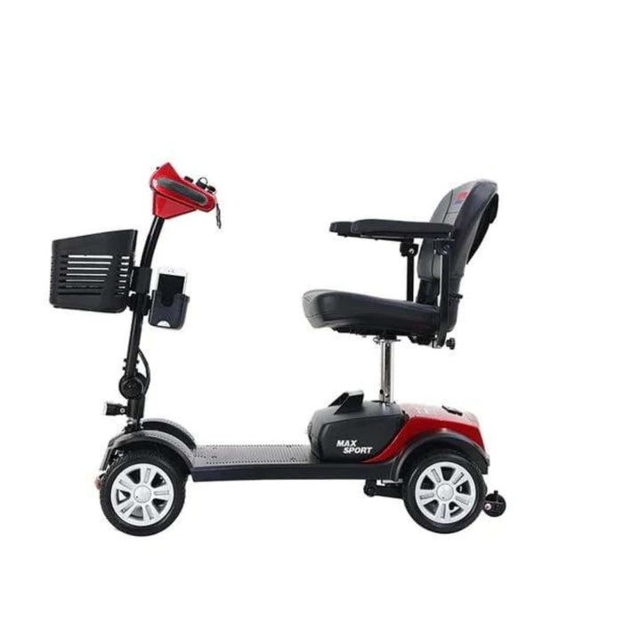 Max Sport 4 Wheel Mobility Scooter Color Red Side View