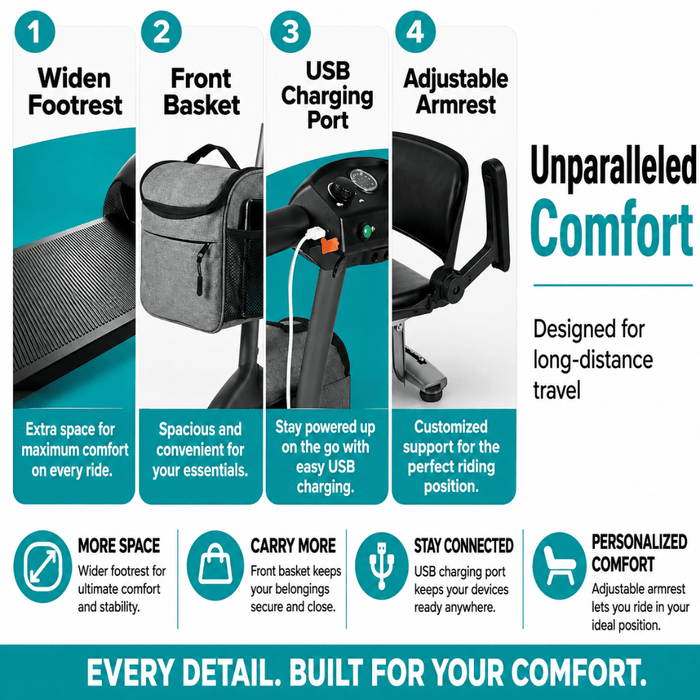 “Metro Mobility Air Classic mobility scooter with USB charging port for mobile devices.”