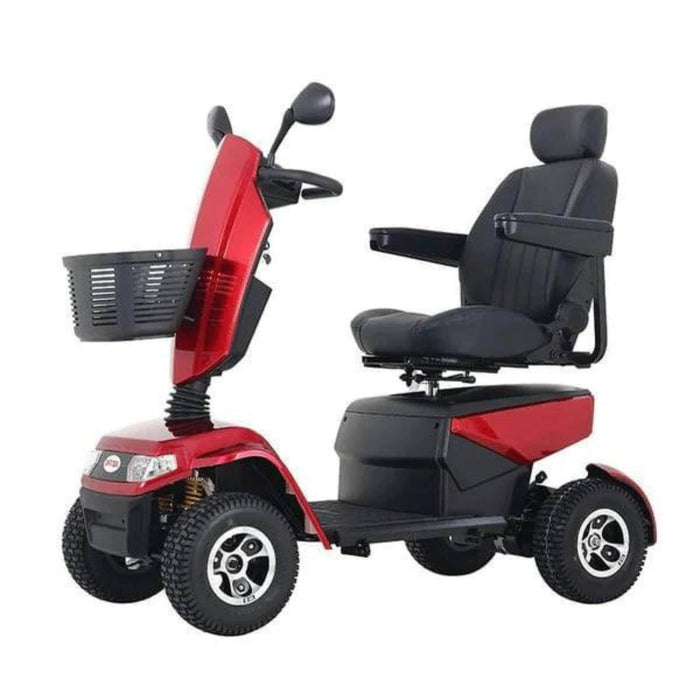 Metro Mobility S800 Color Red - Left Side View with Basket