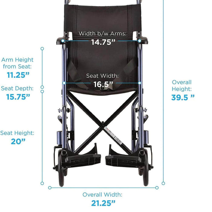 Nova Medical Lightweight Steel 17" Folding Transport Chairs