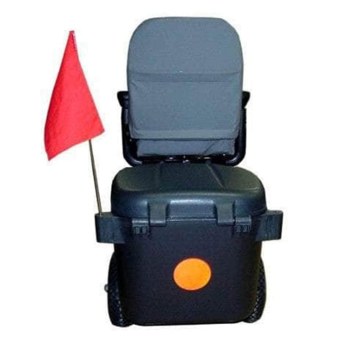 Scooter Coach Color Black with Red Flag and Orange Circle - Back View