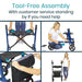 Vive Health Upright Rollator Walker With Foldable Transport Seat Tool Free Assembly