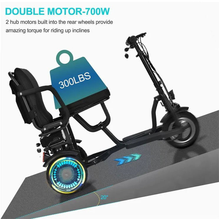 Mototec Electric Folding Mobility Scooter Color Black 300 LBS