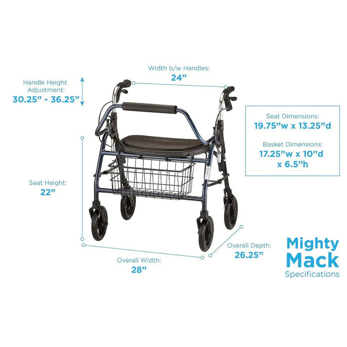 Nova Medical Mighty Mack Heavy Duty Bariatric Rollators - 500 lb Weight Capacity