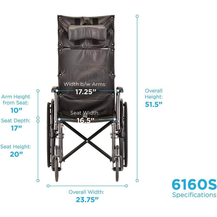 Nova Medical Reclining Wheelchair with Full Arms & Elevating Leg Rests