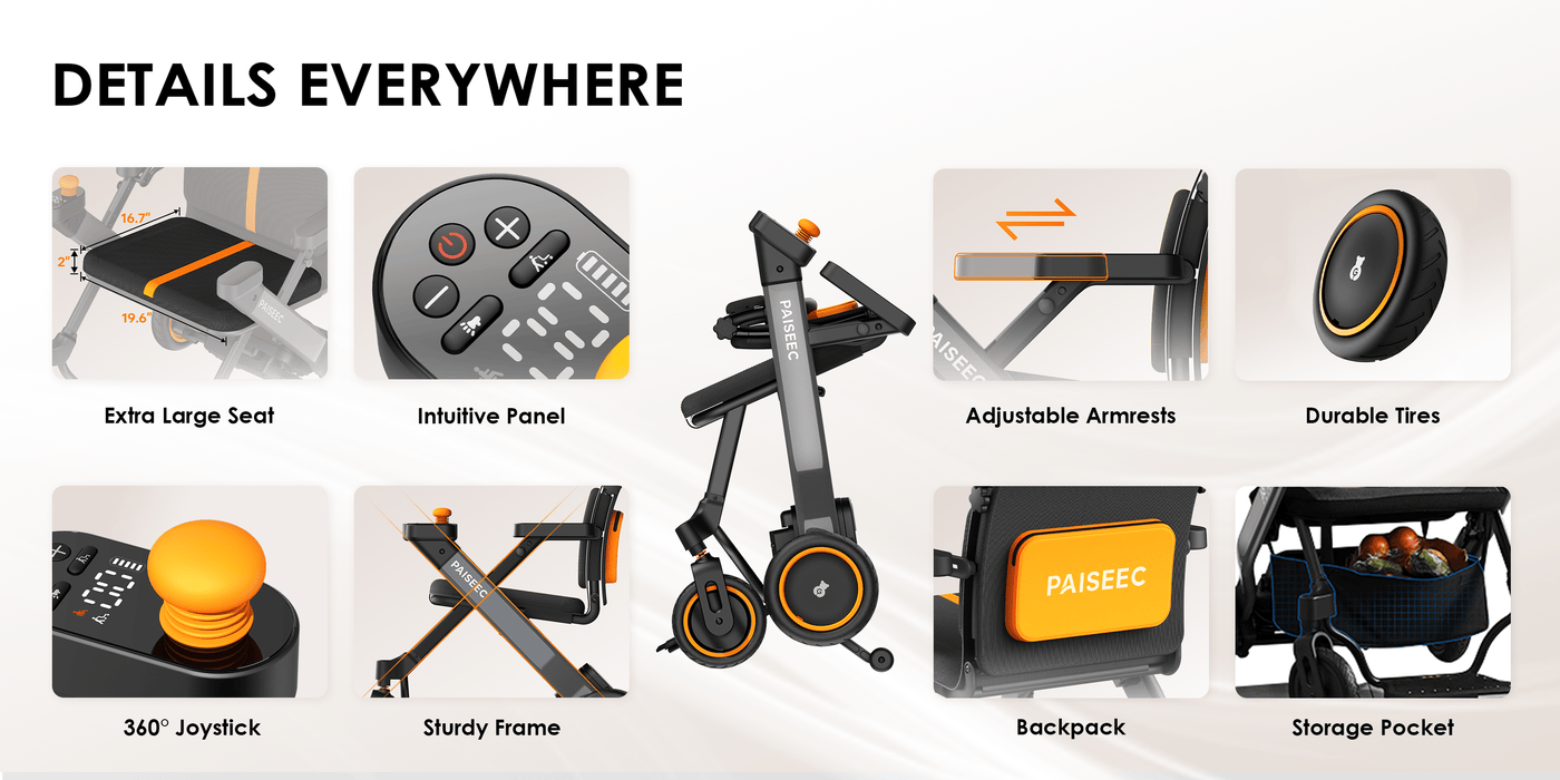 PAISEEC W1 2-in-1 Electric Wheelchair – feature overview