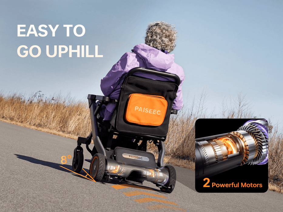 PAISEEC W1 2-in-1 Electric Wheelchair – 400W motor uphill