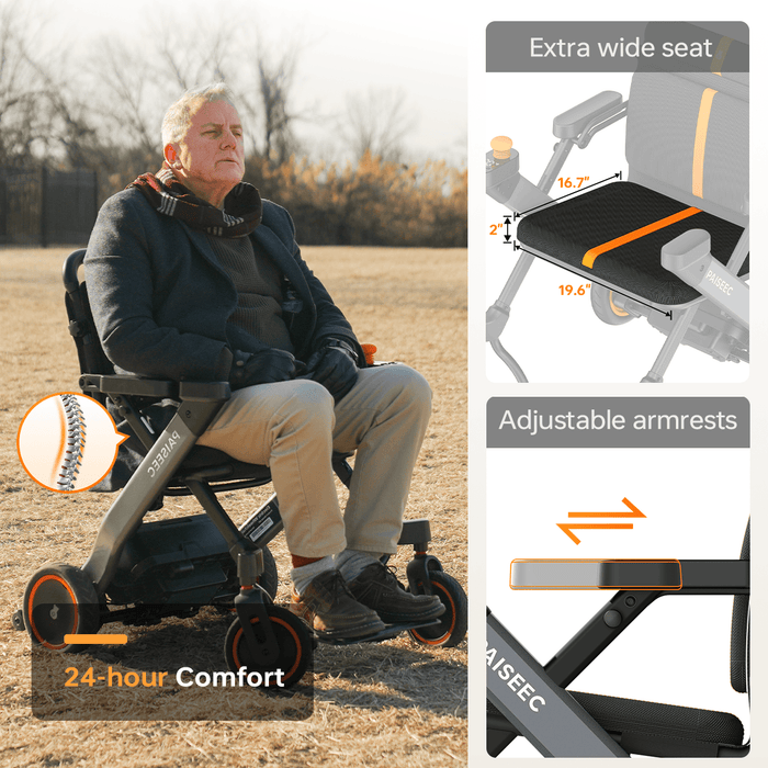 PAISEEC W1 2-in-1 Electric Wheelchair – detachable battery