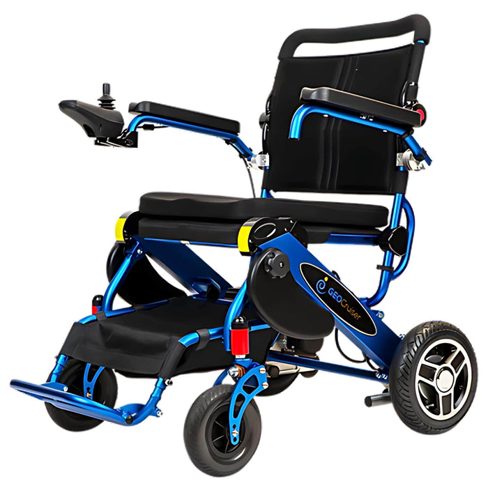 PathwayMobilityGeoCruiserEliteEXFoldablePowerWheelchairColorBlueFrontSideView