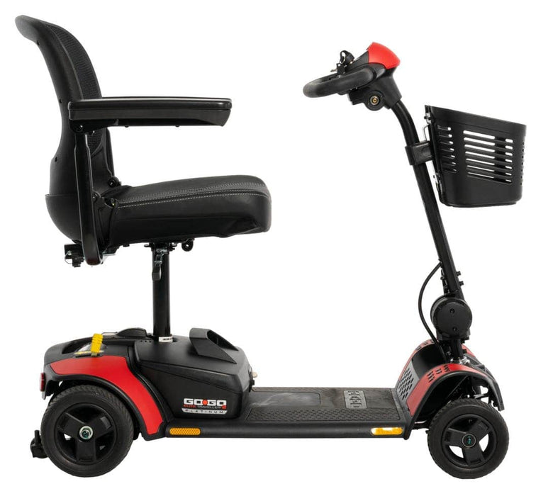 Pride Go Go Elite Traveller 2 Platinum scooter right profile in red