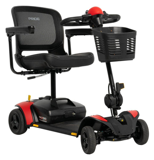Pride Go Go Elite Traveller 2 Platinum scooter right beauty angle in red