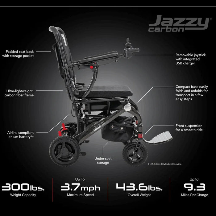 Pride Jazzy Carbon Travel Folding Power Chair