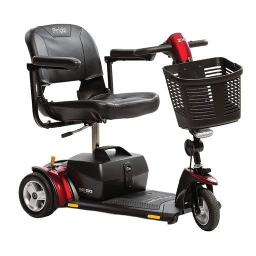Go-Go Elite Traveller Mobility Scooter by Pride 3-Wheel Color Red Front Right Side View
