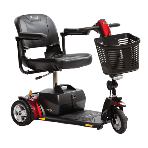 Go-GoEliteTravellerMobilityScooterbyPride3-WheelColorRedFrontRightSideView