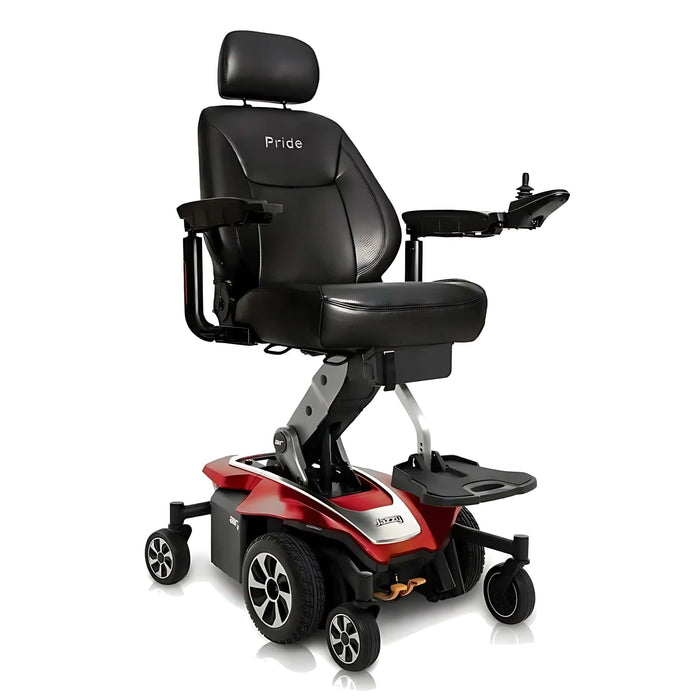 pridejazzyair2powerchairwith40ahbatteriescolorredfrontrightsideview