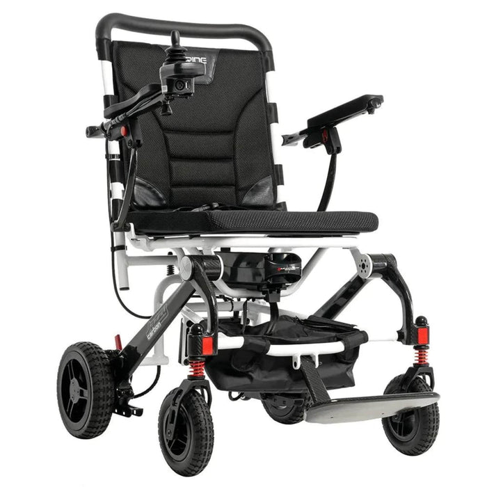 pridemobilityjazzycarbontravellitepowerchairfrontrightsideview