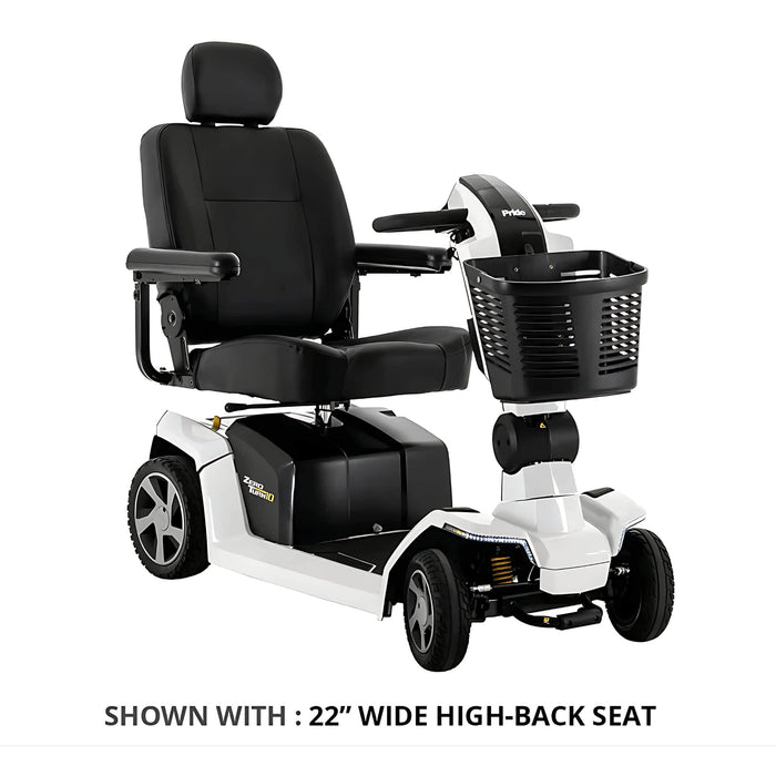 pridezeroturn10mobilityscootercolorwhitewithbasketfrontsideview-Shownwith22widehigh-backseat