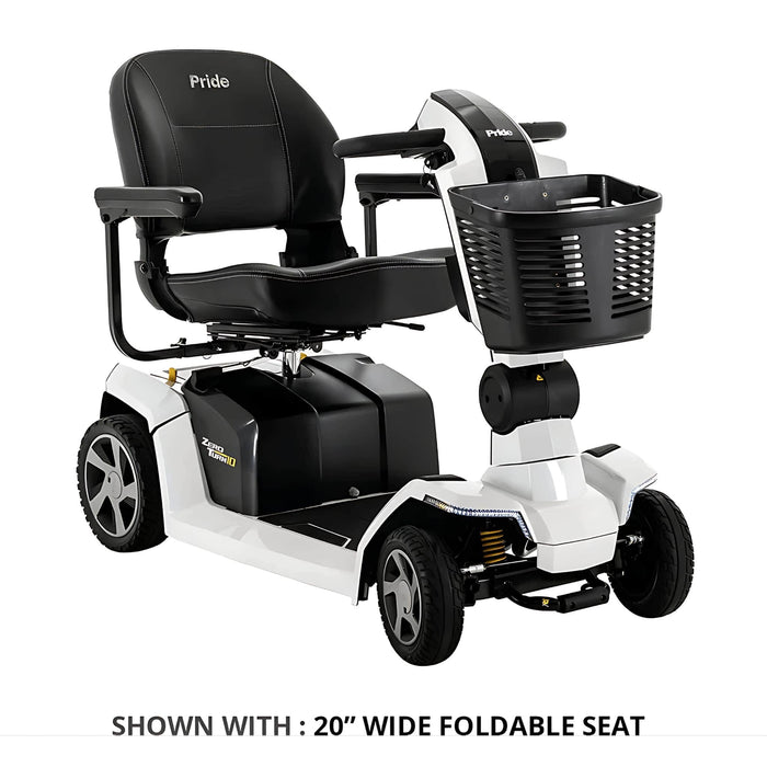 pridezeroturn10mobilityscootercolorwhitewithbasket-shownwith20widefoldableseat