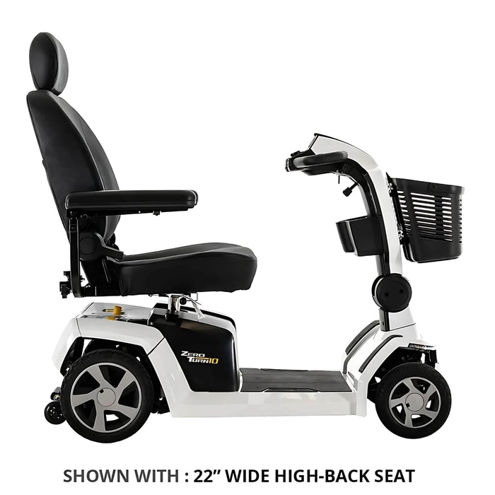 pridezeroturn10mobilityscootercolorwhitewithbasket-Shownwith22widehigh-backseat