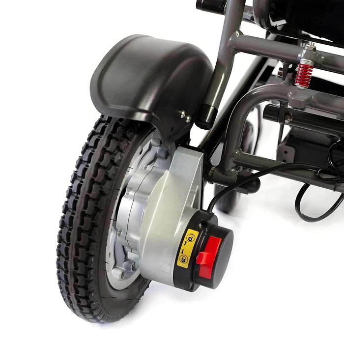 ReyheeRomerFoldingElectricWheelchairColorBlackWheelView