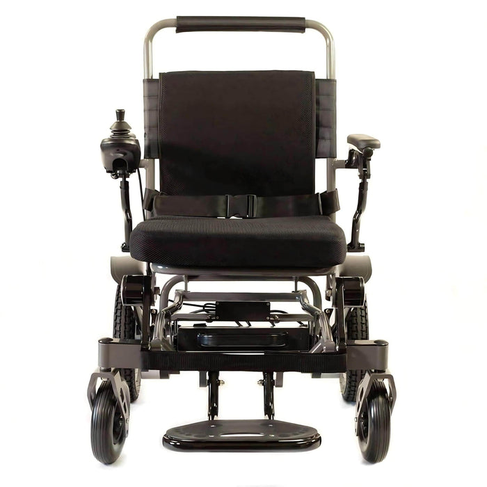 ReyheeRoamerFoldingElectricWheelchairColorBlackFrontView