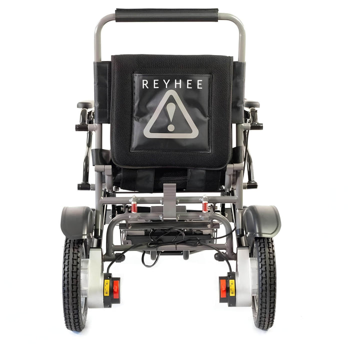 ReyheeRoamerFoldingElectricWheelchairColorBlackBackView