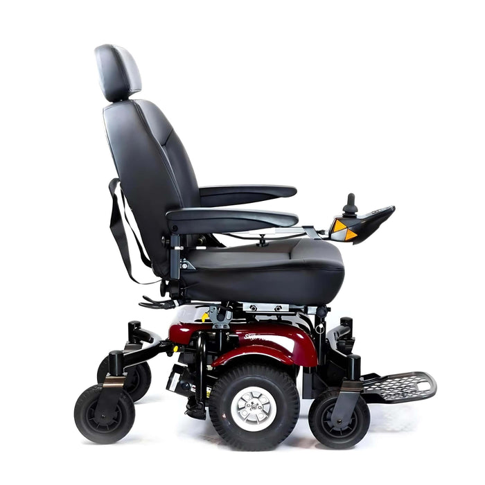 ShopRider6Runner10PowerWheelchairBlackRedRightSideView