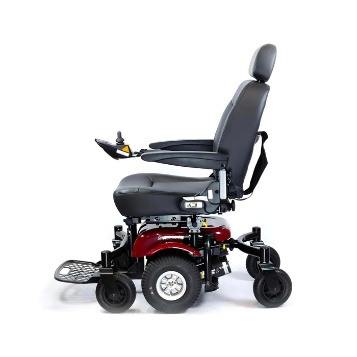 ShopRider6Runner10PowerWheelchairBlackRedLeftSideView