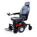 ShopRider6Runner10PowerWheelchairBlackRedFrontLeftSideView