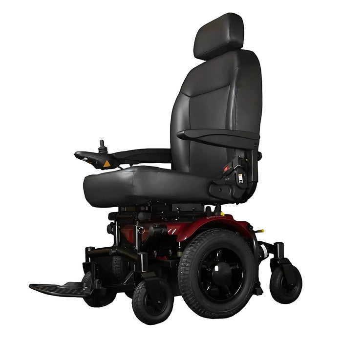 ShopRider6Runner14PowerWheelchairColorRedBlackLeftView