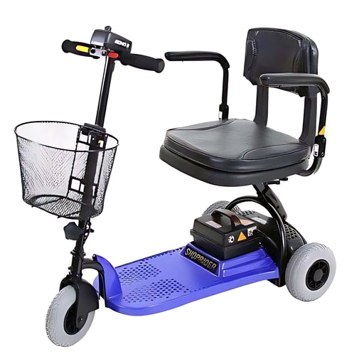 ShopriderEcho3WheelMobilityScooterColorBluewithBasketFrontLeftSideView