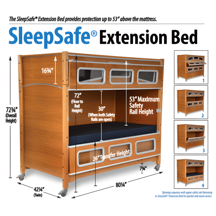 SleepSafer Extension Bed: Tall Safety Bed for Kids & Adults with Special Needs by SleepSafe