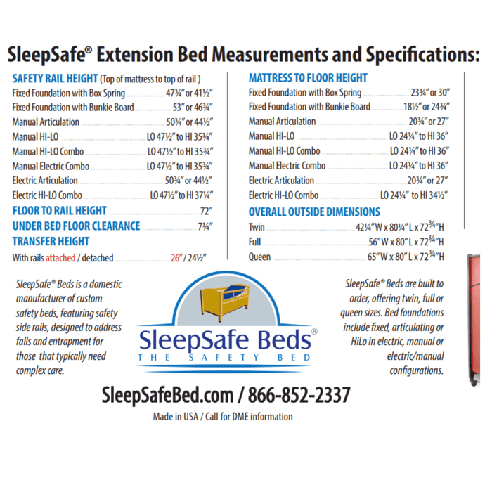 SleepSafer Extension Bed: Tall Safety Bed for Kids & Adults with Special Needs by SleepSafe